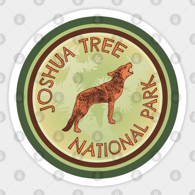 Joshua Tree Coyote Woodcut Style Logo Sticker by Spatium Natura